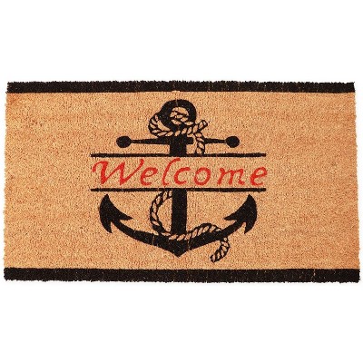 Juvale Natural Coir Welcome Door Mat, Nautical Anchor (17 x 30 in.)