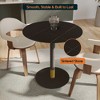 Round Dining Table with Sintered Stone Top and Gold Accents Stainless Steel Pedestal Base – Seats 2–3 People, Kitchen & Dining Room Table for Cafes - 4 of 4