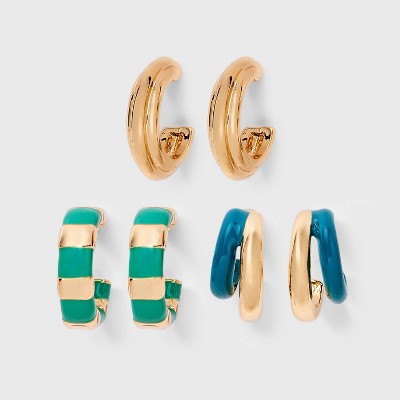 Mini Hoop Earring Set 3pc - Universal Thread™