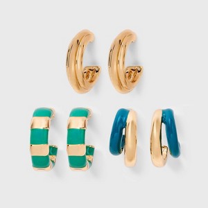 Mini Hoop Earring Set 3pc - Universal Thread™ - 1 of 3