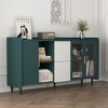Modern Pantry Cabinet & Coffee Bar, 55" Sideboard with 2 Drawers, 2 Glass Doors, and Open Storage for Kitchen or Living Room - 3 of 4