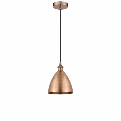 Plymouth Dome - 1 Light Cord Hung Mini Pendant In Modern Style-11 Inches Tall and 7.5 Inches Wide