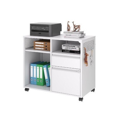 Mlezan 2-Drawer File Cabinet: Mobile on Wheels, Metal Storage with Shelf. Ideal for Printer, Letter, or A4 Files in Home or Office.