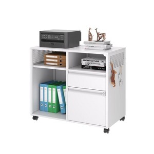 Mlezan 2-Drawer File Cabinet: Mobile on Wheels, Metal Storage with Shelf. Ideal for Printer, Letter, or A4 Files in Home or Office. - 1 of 4