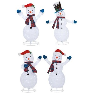 Set of 4 Mesh Snowman Family with LED Lights - 1 of 4