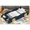 Bellemave Full Size Race Car-Shaped Platform Bed,Wood Platform Bed Frame with Wheels and Storage,for Girls Boys Teenagers, Dark Blue - 3 of 4