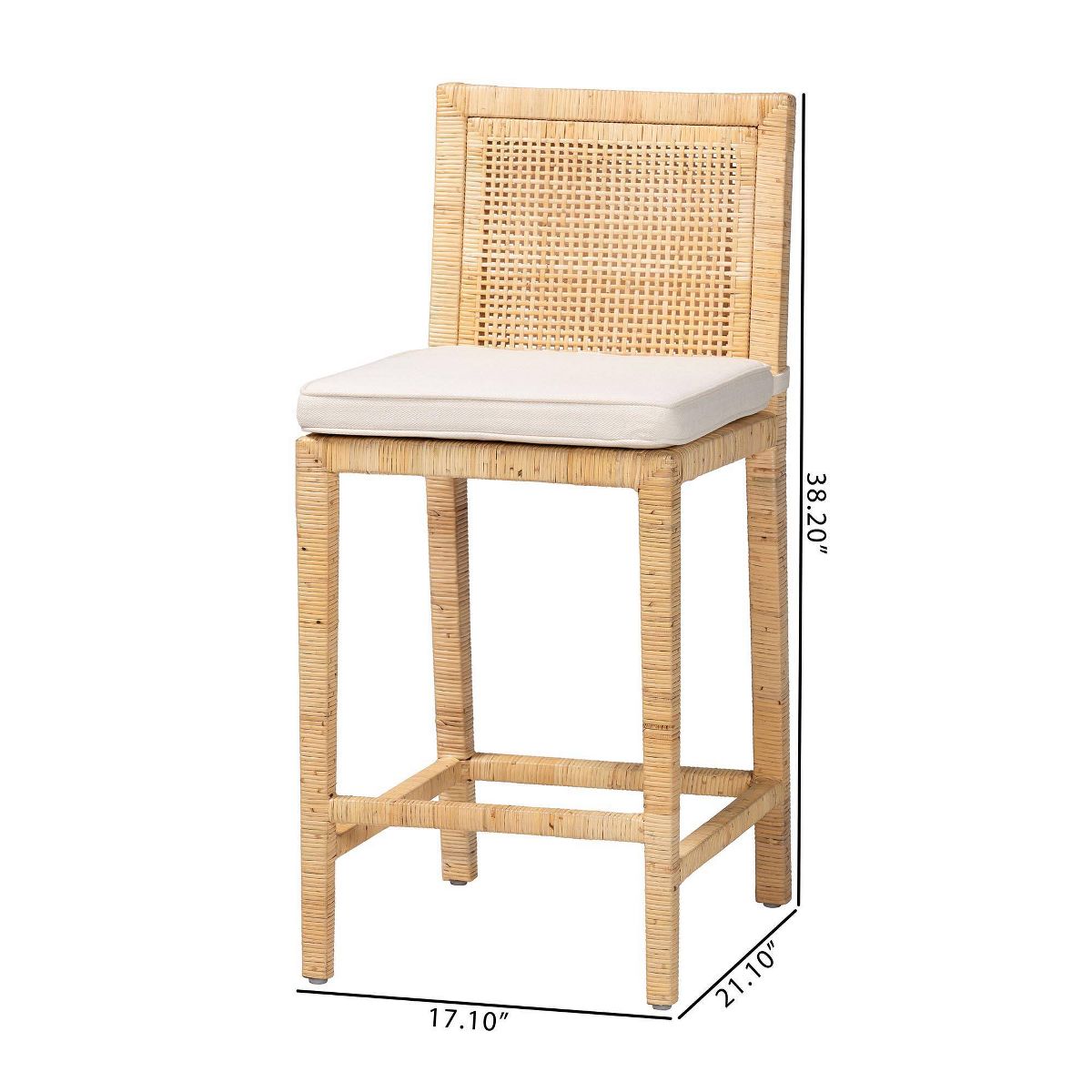 Sofia Wood and Rattan Counter Height Barstool Natural - bali & pari - thumbnail 10