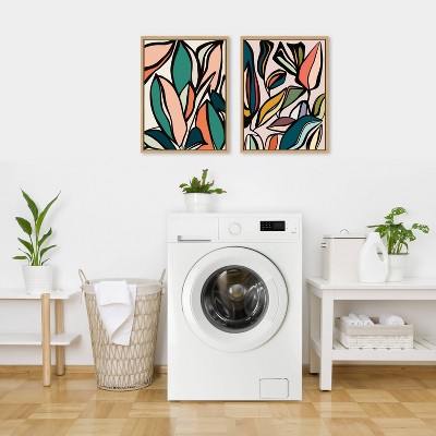 Fanciful Ficus Abstract Canvas Wall Art with Natural Frame