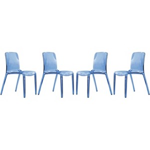 LeisureMod Murray Waterfall Edge Design Plastic Dining Chair, Set of 4 - 1 of 4