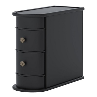 Resenkos Nightstand Small Side Table,Functional Retro Brown Side Table, Sturdy & Elegant, Ideal for Small Spaces & Kids' Rooms, Black