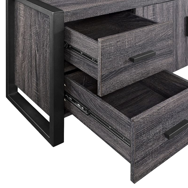 Modern Urban Industrial TV Stand for TVs up to 80&#34; Charcoal - Saracina Home, 5 of 7