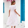 WhizMax Maternity Dress Cross V Neck Wrap Dress Lantern Short Sleeve Tie High Waist Dress A-Line Flowy Dress with Belt - 4 of 4