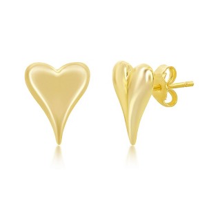 Bella Silver Sterling Silver, Heart Stud Earrings- Gold Plated - Gold - 1 of 2