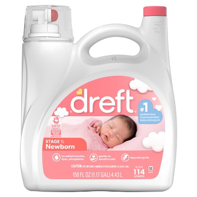 Dreft Stage 1: Newborn HE Compatible Hypoallergenic Baby Liquid Laundry Detergent - 150 fl oz