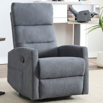 Manual Recliner Chair with 360° Swivel and Rocker,Fabric Upholstered Reclining Armchair for Living Room-The Pop Home