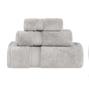 Chevron Zero Twist Cotton Solid and Jacquard Hand Towel Set of 6 by Blue Nile Mills - 1 of 4