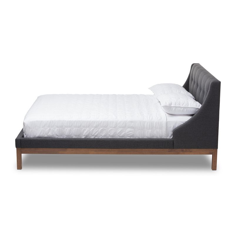 Louvain Modern and Contemporary Fabric Upholstered Walnut - Finished Platform Bed Dark Gray - Baxton Studio, 3 of 9