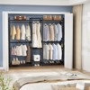 Besiost 70-In Bamboo Garment Rack with 5 Hanging Rods, Freestanding Closet System with Shelves - 3 of 4