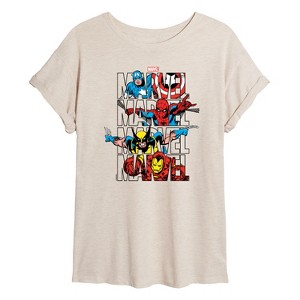 Women's - Marvel - Logo Stack Oversized Graphic T-Shirt - 1 of 4