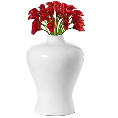 Modern White Large Tabletop Centerpiece Flower Vase ,17.75"