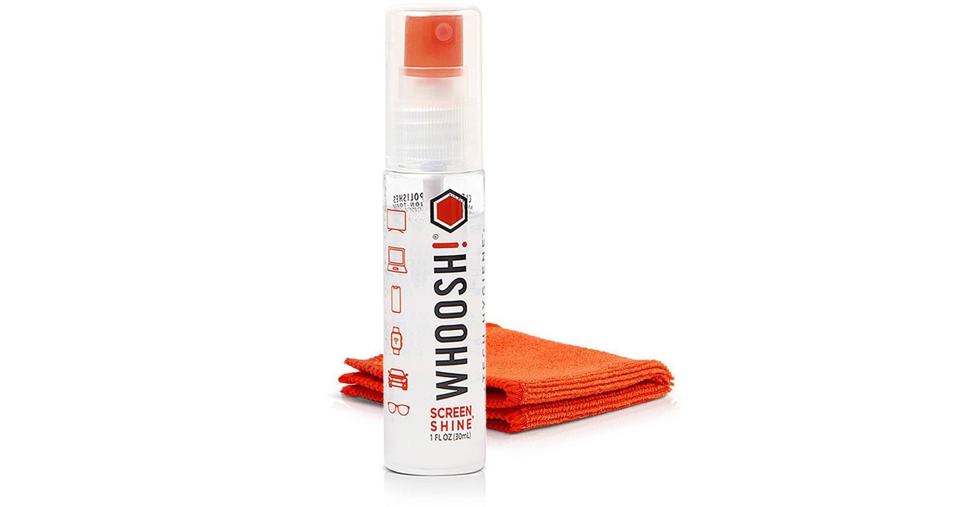 WHOOSH! Spray Cleaner With Microfiber Cloth - 1 oz: Electronics Sanitizer, Alcohol-Free