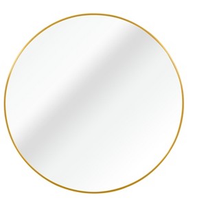 Vynxaria 24 Inch Gold Round Wall Mirror - Elegant Framed Bathroom Decor - 1 of 4