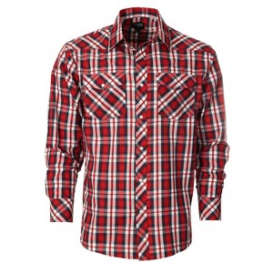 Gioberti Men's Western Plaid Long Sleeve Shirt with Pearl Snap-on - 1 of 3