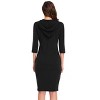 Women's 3/4 Sleeve Hooded Sweatshirt Dress, Pullover Bodycon Midi Dress with Pockets - 3 of 4