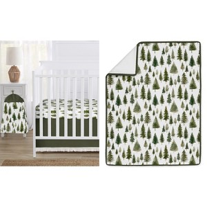 Sweet Jojo Designs Gender Neutral Unisex Baby Crib Bedding Set - Woodland Pine Tree Green and White 4pc - 1 of 4