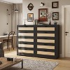 5 Drawer Rattan Dresser for Bedroom, 47.27” Tall Dresser with Power Outlets, Wood Dresser Chest of Drawers with Metal Handles - 4 of 4