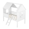 Twin Size Low Loft Wood House Bed with Two Side Windows - 3 of 4