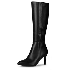 BLISSFUL STEP Women's Halloween Pointed Toe Side Zipper Stiletto Heel Knee High Boots - 1 of 4