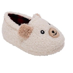 Kensie Girls’ Slippers - Cozy Kids House Slippers with Plush Fuzzy Upper and Smiley Face Patch - 1 of 4