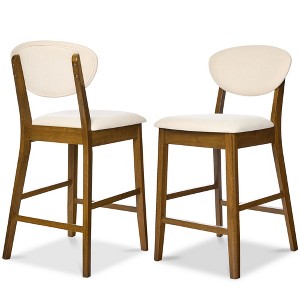 Best Choice Products 2-Piece Mid-Century Modern Wood and Upholstered Counter Height Bar Stool Set - 1 of 4