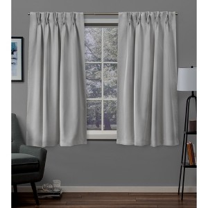 Exclusive Home Sateen Pinch Pleat Woven Blackout Back Tab Window Curtain Panel Pair - 1 of 4