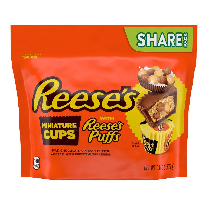 Reese&#39;s Stuffed with Reese&#39;s Puffs Cereal Milk Chocolate Peanut Butter Miniature Cups Candy - 9.6oz, 1 of 5
