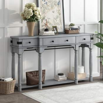 Vintage Style 60" Console Table with Storage Drawers and Bottom Shelf - ModernLuxe