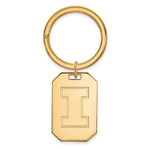 Black Bow Jewelry 14k Yellow Gold Plated Sterling Silver Illinois Fighting Illini NCAA Key Chain - 1 of 3