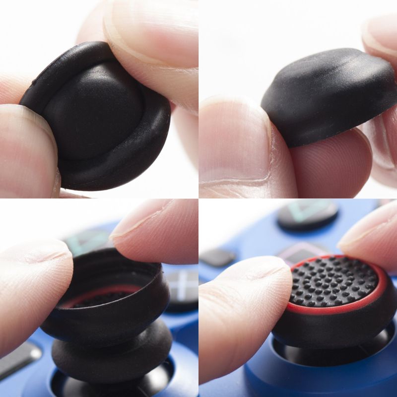 Insten 4-piece Black/Red Silicone Thumbstick Caps Analog Thumb Grips Cover for Xbox One 360 PlayStation PS4 PS3 Controller, 3 of 10