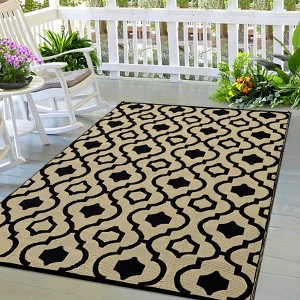 Outdoor Rug Waterproof Reversible Rug for Patio, Moroccan Plastic Straw Rug Portable Floor Mat for Camping Travel Picnic - 1 of 4