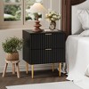 Modern Nightstand with 2 Drawers, Fluted End Table with Metal Legs, Wooden Bedside Table, Sofa Side Table for Bedroom Living Room - 2 of 4