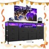 Garvee 10 Drawer TV Stand for 65-75 Inch TV - 63" W Long Fabric Dresser Entertainment Center with LED Lights & Power Outlets - 2 of 4