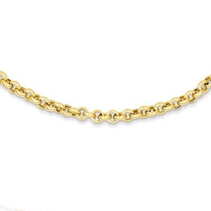 Black Bow Jewelry 14k Yellow Gold 5mm Polished Hollow Rolo Chain Necklace, 18 Inch - 1 of 4