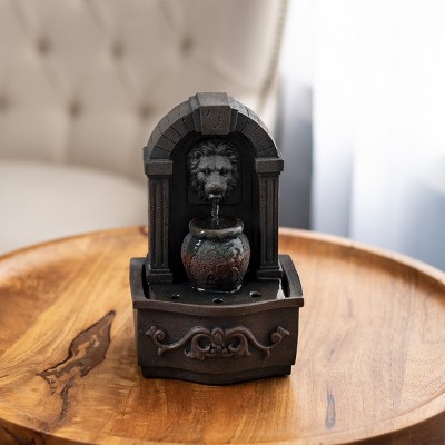 Nature Spring Lion's Head Tabletop Water Fountain