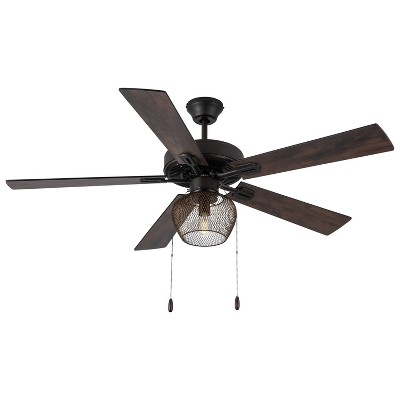 52" 5-Blade LED Metal Mesh Lighted Ceiling Fan Brown - River of Goods