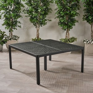 Sapphtopaz Patio Outdoor Table Modern Aluminum Patio Dining Table Outdoor Dining Table Picnic Table with Woven Accents for Garden, Yard, Lawn, Patio - 1 of 4