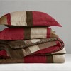 2 Piece Luxe Microsuede, Pieced Design Color Block Stripes Bedding Comforter Sets, Winter Soft Brushed Microfiber Reverse, Matching Sham - 4 of 4