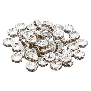 Unique Bargains Rhinestone Small Bulk Glass Spacer Beads for Jewelry Making 100 Pcs 0.24" Yellow - 1 of 4