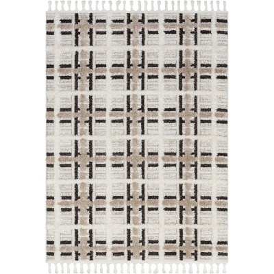 Nuloom Crimson High-Low Plaid Tasseled Indoor Area Rug