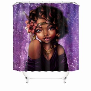 Beautiful Girl In Purple Starry Sky Shower Curtains for Bathroom Waterproof Fabric Bath Curtain Durable Soft Stylish Bathroom Decor 72x72 Inch - 1 of 1